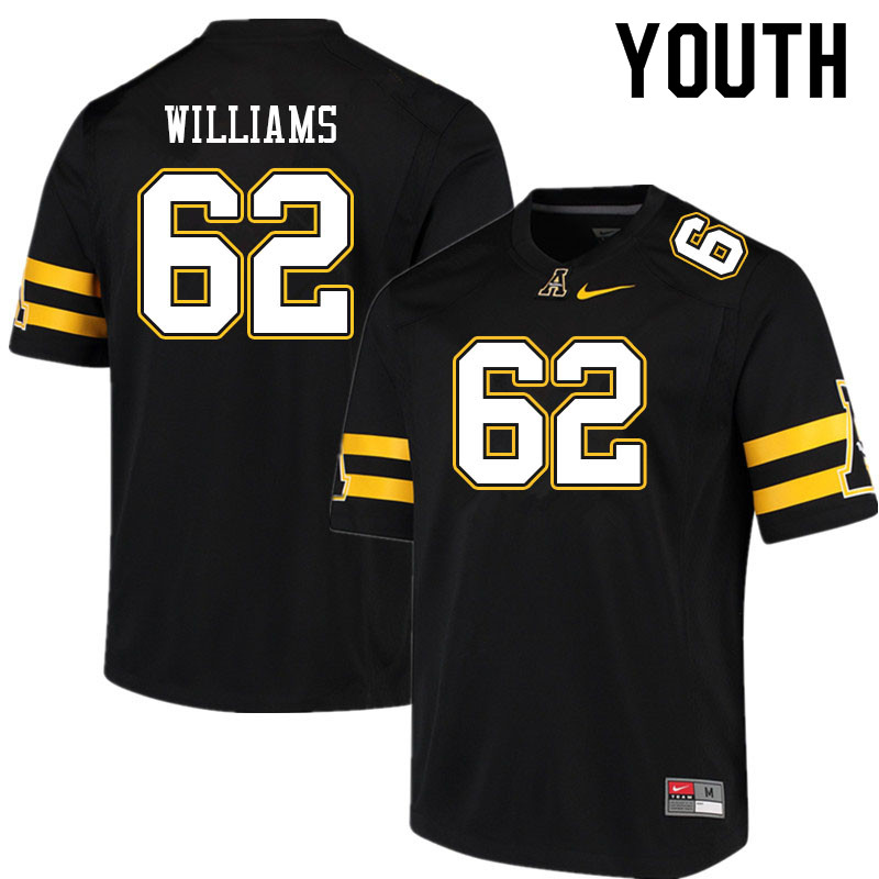 Youth #62 Bucky Williams Appalachian State Mountaineers College Football Jerseys Sale-Black - Click Image to Close